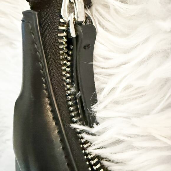 ZARA | Half Moon Chunky Chain Strap Shoulder Bag Black Purse Smooth Leather - Picture 6 of 9